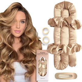 Set De Rizadores Jumbo Sin Calor - Rizos Satinados Sin Calor Durante La Noche, Diadema Con Rizador Jumbo, Rizadores Sin Calor Para Dormir (Albaricoque