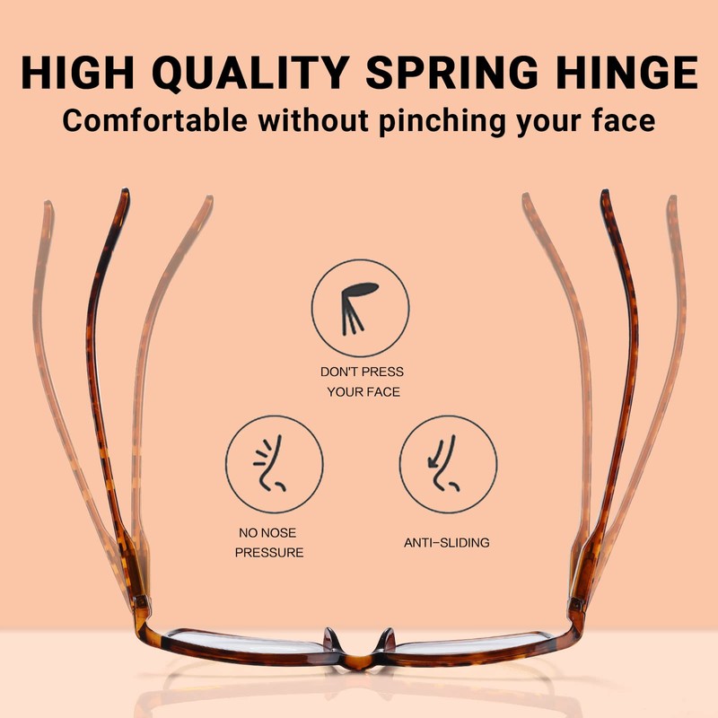 TERAISE 4 Pcs Anti-blue Light Computer Reading Glasses with Spring