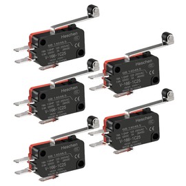Heschen Microswitch, V-166-1C25, SPDT, Long Roller Lever, 16A 250VAC, Pack of 5