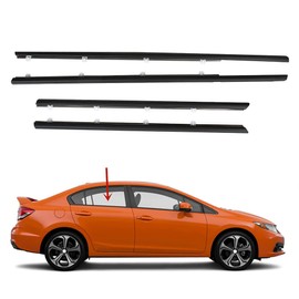 72410-TR0-A01 4Pcs Weatherstrip Window Seal Car Window Moulding Trim Compatible with 2012-2015 Honda Civic, Replaces# 72450-TR0-A01, 72910-TR0-A01, 72950-TR0-A01