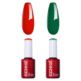 Ozzeal Gel Nail Polish Set,2 Pcs Christmas Gel Nail Polish Red Green Nail Gel Polish Fall Winter New Year Gel Polish Kit Soak off LED UV for Art DIY Manicure 0.5 Fl Oz