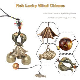 Hooshing - Campanas de viento de peces para exteriores, pequeñas campanas de jardín de metal para la suerte, hogar, jardín, patio, decoración colgante, regalo