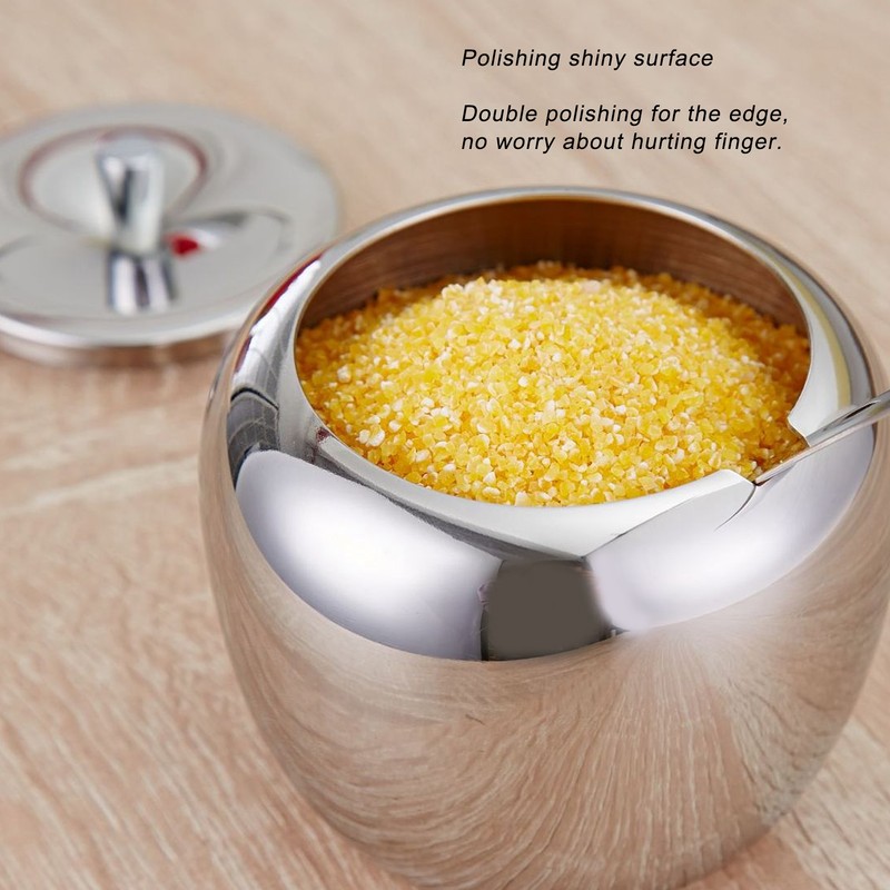 Stainless Steel Sugar Jar Seasoning Jar Spice Container with Lid
