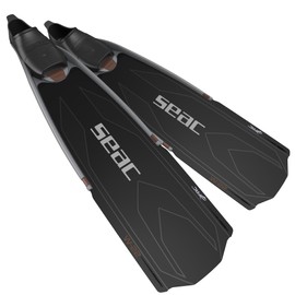 SEAC W-22, Long Freediving Fins with Interchangeable Blade, Made in Italy, Black/Red, 11-12