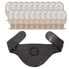 Ostomy Belt Black | Ostomy Bag Cover for Men & Women | Including 20 Colostomy Bags | Ostomy Support Belt | Ostomy Wrap for Daily & Sport & Swiming | Inner Pocket to Hold Ostomy Pouch | Ostomy Supplies