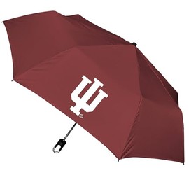 Storm Duds Mini Compact Storm Umbrella - Indiana University Logo 42” Coverage, Folds to 11 Inches- Swivel Clip on Handle - Waterproof, Wind & Rust Resistant, and Flexible Frame
