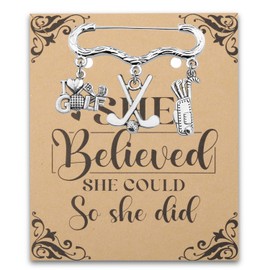 PLITI Golf Brooch Pin Golf Player Gift Golfer Gift She Believed She Could So She Did Inspirational Gift For Golf Lover (believed golf pinCA)