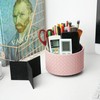 Czzmy Round Leather Art Supply Organizer,Remote Control Holder with Adjustable
