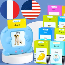 KILOGOGRAPH Bilingual English Arabic Flash Cards - Talking Flash Cards for Kids, 510 Sight Words, Pocket Speech for Toddlers 3-12, Autism Sensory Toys, Preschool Learning Activities Boys (Blue)