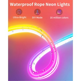 Odcolour 16.5ft Neon Rope RGB Lights, IP68 Waterproof Flexible Neon Lights, LED Strip Lights for Bedroom, Room Decor for Christmas, Outdoors, Pool B