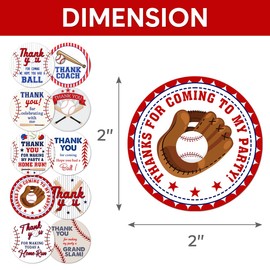 Pack 45 Pcs Sports Baseball Stickers for Party Favors Kids Girls Boys Toddlers Thank You Labels Birthday Supplies Funny Cute Aesthetic Sticker Round Waterproof Small Vinyl Decals