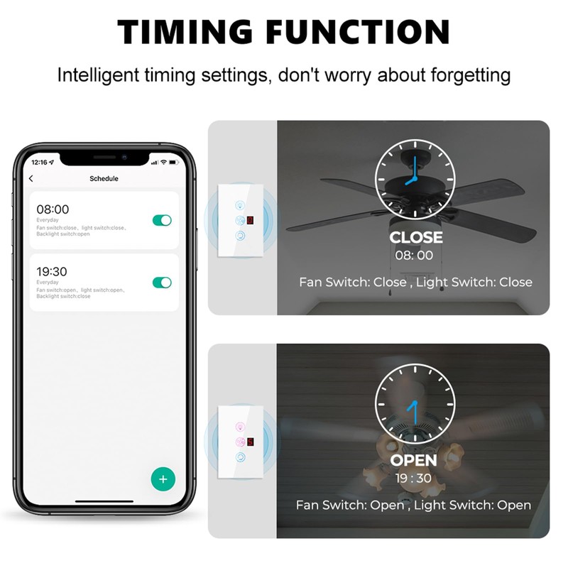 YIFAN WiFi Smart Ceiling Fan Light Switch, 5 Speed Smart
