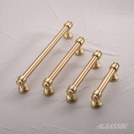 Alzassbg 10 Pack Brushed Gold Cabinet Pulls, 7 Inch(177.8mm) Hole Centers Cabinet Handles Kitchen Hardware Straight Bar for Cabinets and Drawer AL3082BB