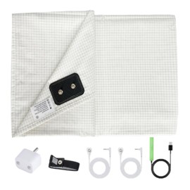 Amradield Grounding Sheet 10% Silver Fiber 90% Cotton 80"x 60"Faraday Protection Earthing Grounded Queen Flat Sheets Cotton Fabric Silver Fiber Mats for Bed Seats to Sleep Better and Recovery