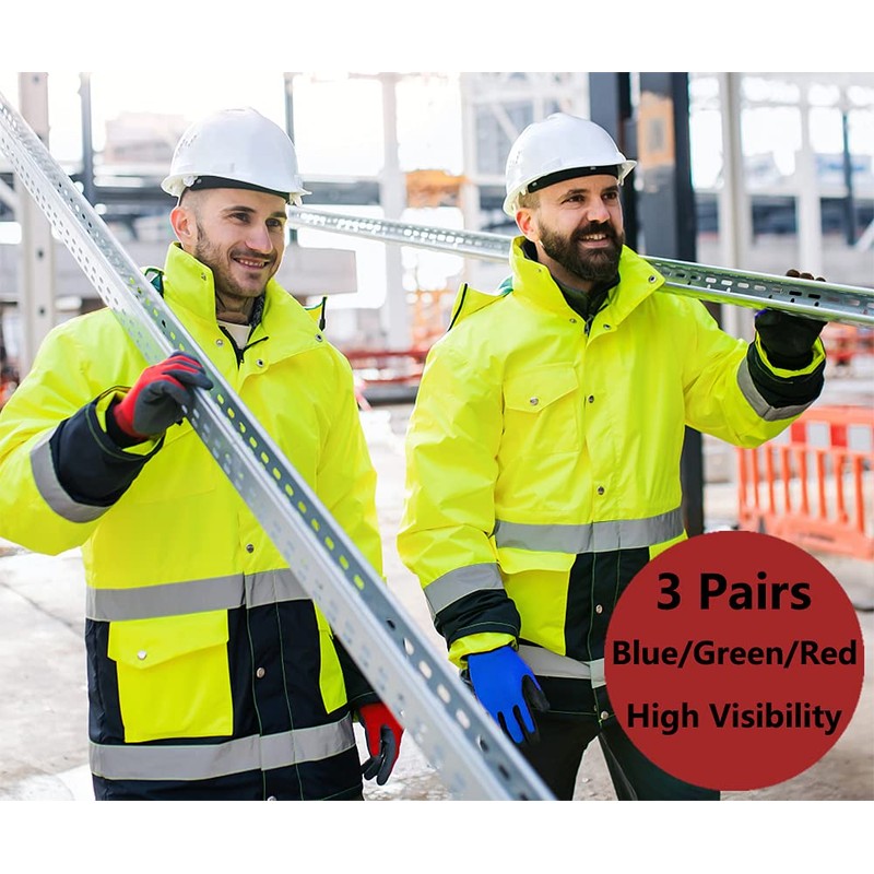 PROGANDA 3 Pairs Superior Grip Colourful Gardening Work Gloves Comfortable