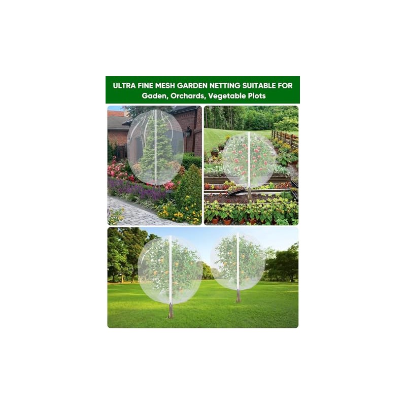 Fruit Tree Netting with Zipper - 4 Pack for Garden