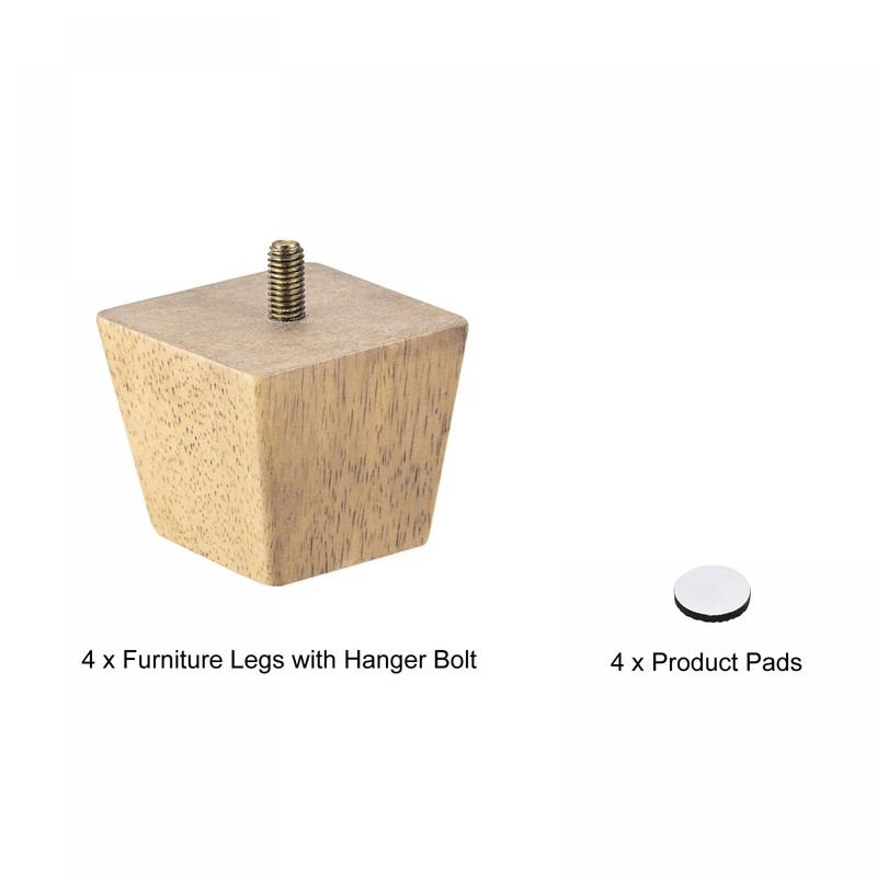 sourcing map Furniture Legs, 2 Inch(50mm) Set of 4 Square