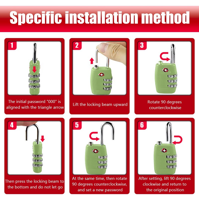 TSA Luggage Locks, 2 Pcs 3 Digit Combination Padlock, Travel