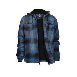 Facitisu Hoodies for Men Sherpa Lined Heavyweight Flannel Jackets Fleece Plaid Winter Warm Coats