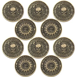 Misdary 10 Pcs Memento Mori Coin Memento Vivere Reminder Token Metal Skull Challenge Coin Medallion Stoicism Gift Challenge Stoic Reminder Pendant for Daily Practice Stoic (Classic Style)