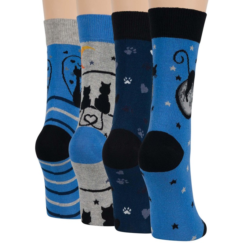 7BIGSTARS KINGDOM Women's Cotton Fun Socks - 4 Pack Medium