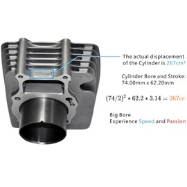 Tupo 267cc 74mm Big Bore Cylinder Piston Ring Gasket Top End Rebuild Kit Compatible with Honda Recon 250 TRX 250 Recon250 TRX250 Sportrax250 TRX250X Sportrax 250 TRX250EX TRX250TE TRX250TM 2002-2024