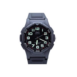 Q&Q QVP84J002Y Men's Analogue Quartz Watch with Rubber Strap, black, Bracelet