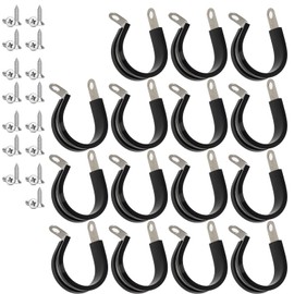 HXH 30PCS 1/2 Inch Stainless Steel Clamps, Automotive Wire Clamps, Screws Included, Insulated Cable Clamp with Rubber Coated Protection
