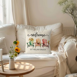 GAGEC Summer Pillow Covers 18x18 Inch Outdoor Chair Floral Decorative Throw Pillow Covers Seasonal Holiday Cushion Case Farmhouse Home Sofa Living Room Decorations