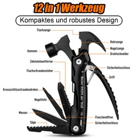 BIIB Gifts for Men, Christmas Gifts for Dad, 12 in 1 Multitool Gadgets for Men, Gifts for Dad, Birthday Gift for Men, Camping Accessories, Father's Day Gift