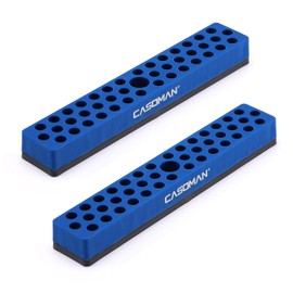 CASOMAN 2PCS 1/4" Hex Bit Organizer with Magnetic Base - Blue, 86 Hole Bit Organizer with Strong Magnetic Base, Magnetic Bit Organizer for Your Specialty