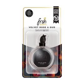 FRSH Scents FR8630 Velvet Rose & Oud Hanging Deluxe 3D Bottle Air Freshener - Lifespan of up to 30 Days - Ideal for rear-view mirrors and hanging handles - Single Pack,Black