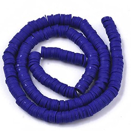 Handicraft Emporium | Handmade Polymer Clay Beads Strand, Heishi Beads, Disc/Flat Round | 1 Strand | Medium Blue