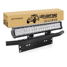 SKYWORLD LED Light Bar, 20 inch 126W Spot Flood Combo Beam Work Driving Lamp with License Plate Mounting Bracket for Truck Car ATV SUV 4X4 Boat