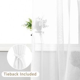 Hiasan Set of 2 Sheer Voile Curtains Living Room with Ruffle Tape Curtains Panel Curtains Transparent Airy Decorative Curtain for Bedroom 260 x 140 cm (H x W) White