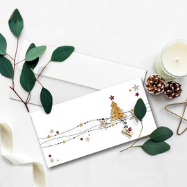 NEUSER PAPIER Christmas Cards - Set of 20 with Envelopes - DIN Long - Folding Cards for Christmas Greetings - Pack of 20 - Merry Christmas