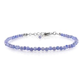 YANARA Natural Tanzanite Bracelet Gemstone Full Micro Beads Dainty Purple Jewelry for her December Birthstone, Energy Healing Crystals, Silver Plated Chain 8 inch Adjustable