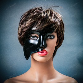 ILOVEMASKS Half Face Black Phantom of Opera Venetian Carnival Masquerade Ball Party Mask