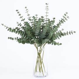 mizii 10pcs Artificial Eucalyptus Stems Silk Green Leaves 23'' Faux Eucalyptus Plants Greenery Stems Fake Flowers Decorations for Vase Floral Bouquet Table Centerpieces Wedding Decor (Green)