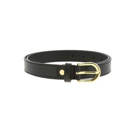 FASHIONGEN - Women genuine Italian leather belt LUNA, Made in France - Black (Golden buckle), 80 cm (31 in) / Waist size 29 to 30