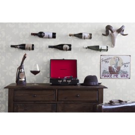 Rustic State Wall Mount Iron Wine Bottle Holder Rack for All Adult Beverages or Liquor Set of 3 Black