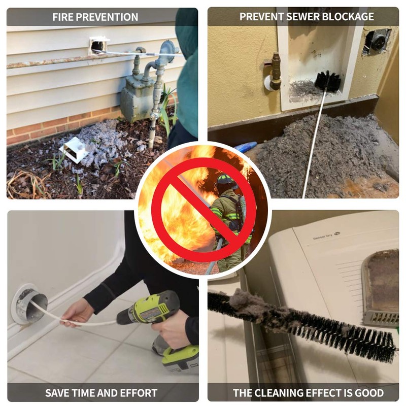 24 Feet Dryer Vent Cleaning Kit - Chrome Button Locking