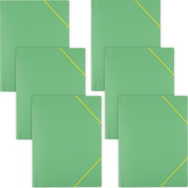 D.RECT Pack of 6 Portfolio Folders, Plastic / PP Folder with Elastic Band, Plastic Folder for DIN A4, Green