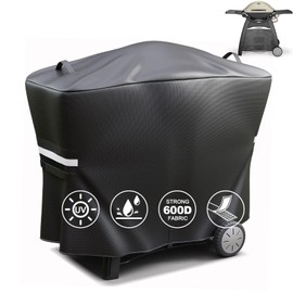 QuliMetal 7112 Grill Cover for Weber Q2000, Q2200, Q2400, Q300, Q320, Q3000, Q3200 Gas Grills, Heavy Duty BBQ Gas Grill Cover, 600D