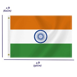 2×3 FT India Flag, 60×90 CM Medium 100D Indians Outdoor Banner,Tiny Doube Side Printing Decor For Patio Garden With Brass Gromment