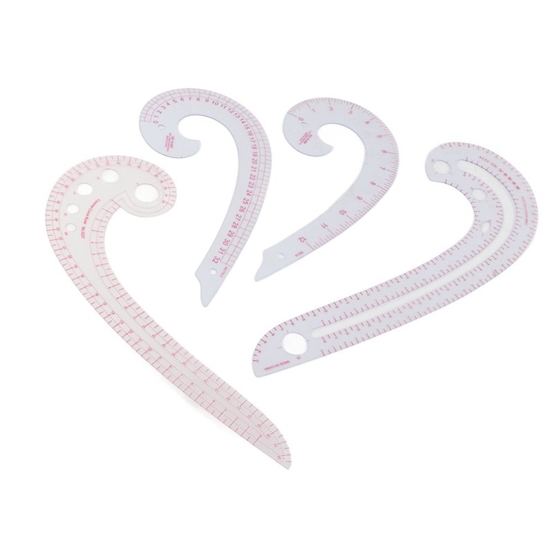 4Pcs Comma Curve Ruler Multifunction Combination Sewing Trimming Drawing Dressmaking