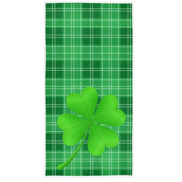 Green Shamrock Clover Lucky Leaf Hand Towels 16x30 in Ireland