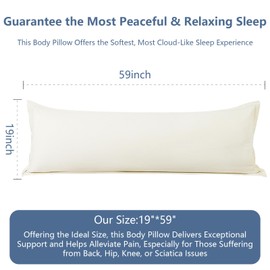 HONEHO Beige Body Pillows for Adults, Full Body Pillow,Breathable Things Used on The Bed for Side Sleeper(19 * 59 Inch)