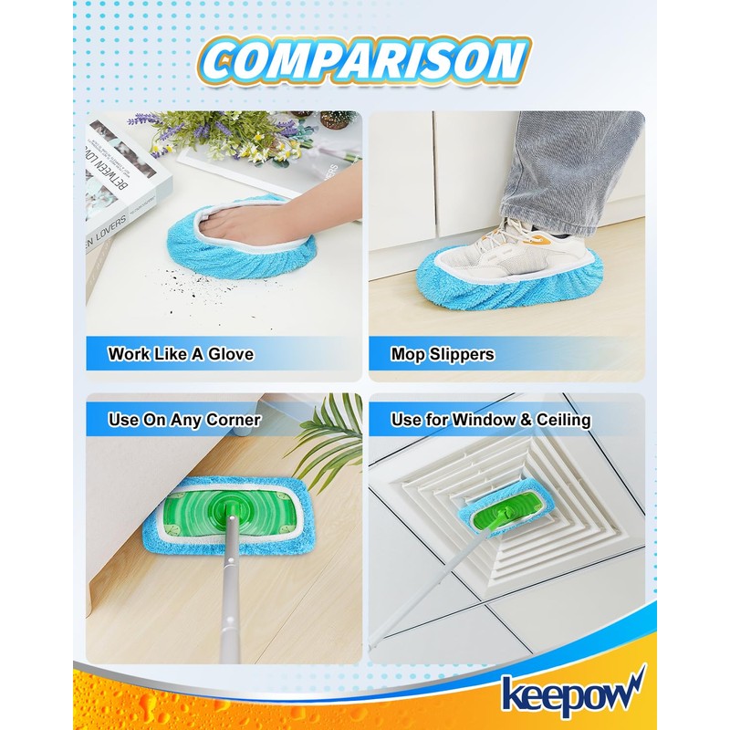 KEEPOW Reusable Microfibre Pads for Flash Speed Mop Refill Wipes,