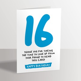 16th Birthday Card - Funny Joke for 16 Year Old - Blue